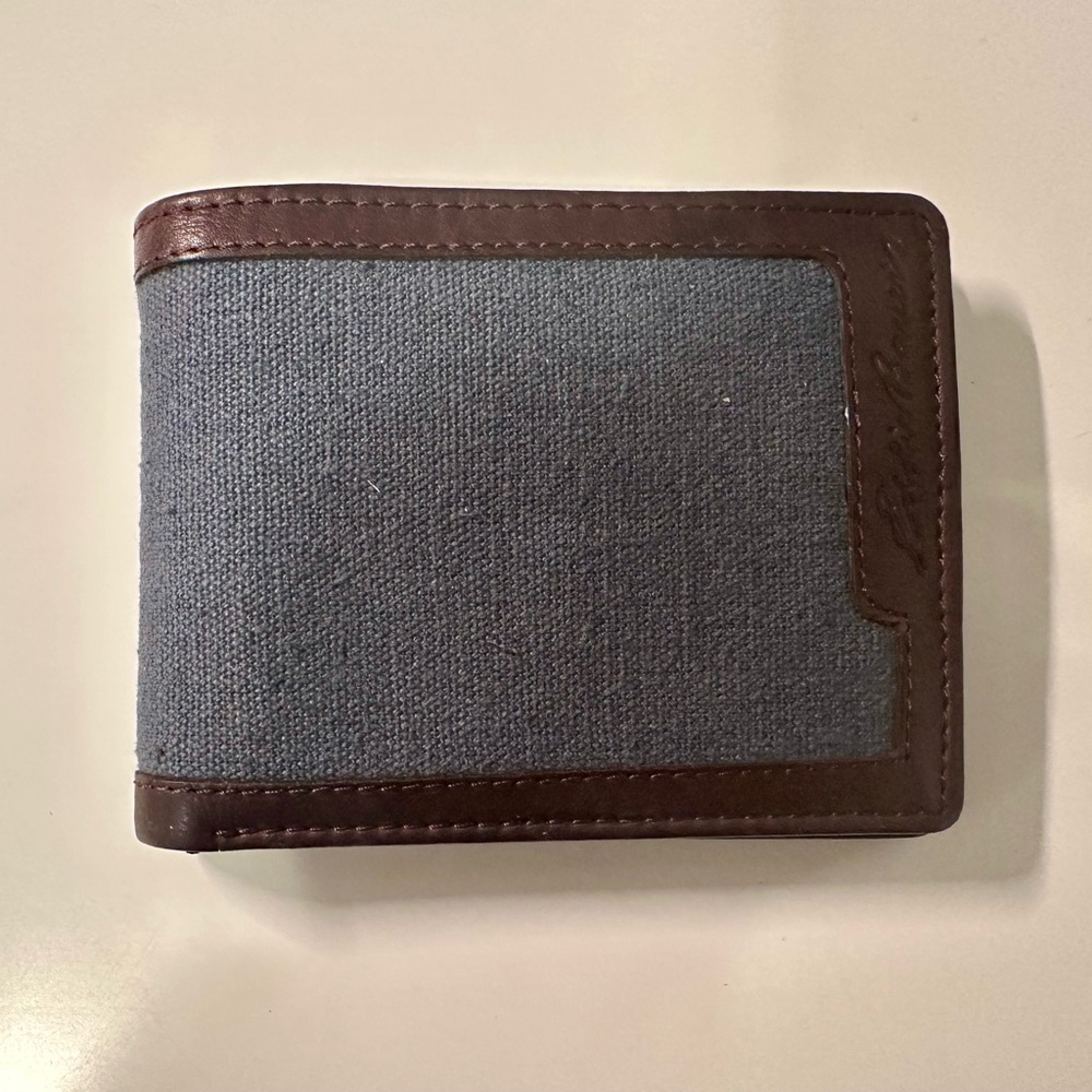 Men's Blue and Brown Wallet